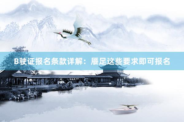B驶证报名条款详解：餍足这些要求即可报名