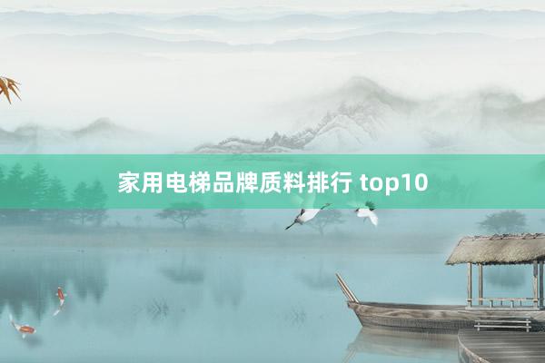 家用电梯品牌质料排行 top10